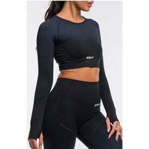 Echt Arise Ombre Workout Top Size Large Long Sleeve Crop Blue/Black Gym Fitness